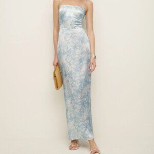 NWT Reformation Frankie Silk Dress Blue Idyllic - Size 6